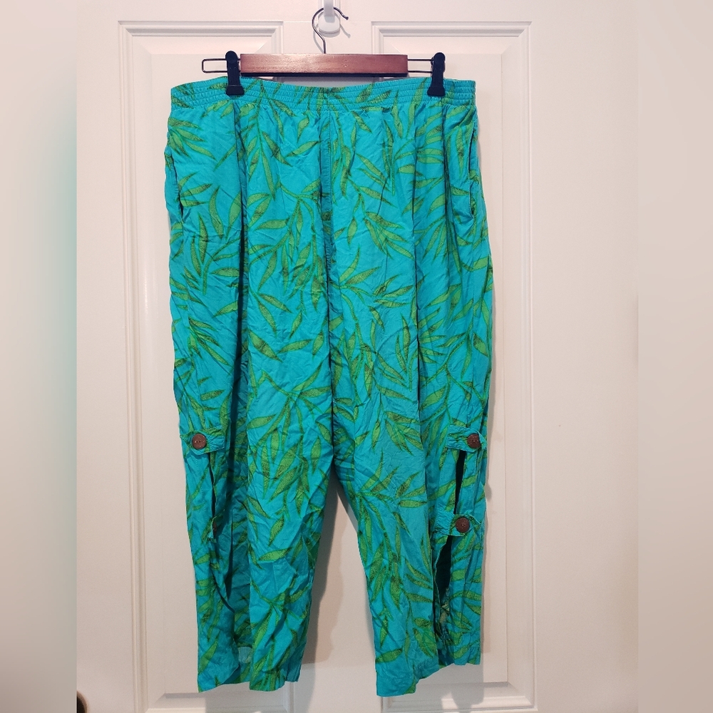 Paradiso Vintage Crop Palm Frond Pull On Pants Women's Sixe 0X